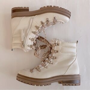 Circus Sam Edelman Boots Womens 9.5 Ivory Lace Up Sherpa Lined